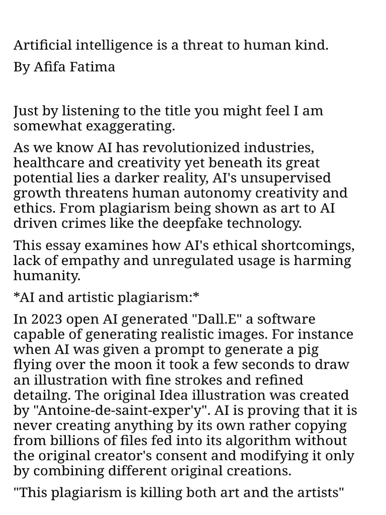 AI Is A Threat To Human Kind | PDF | Artificial Intelligence ...