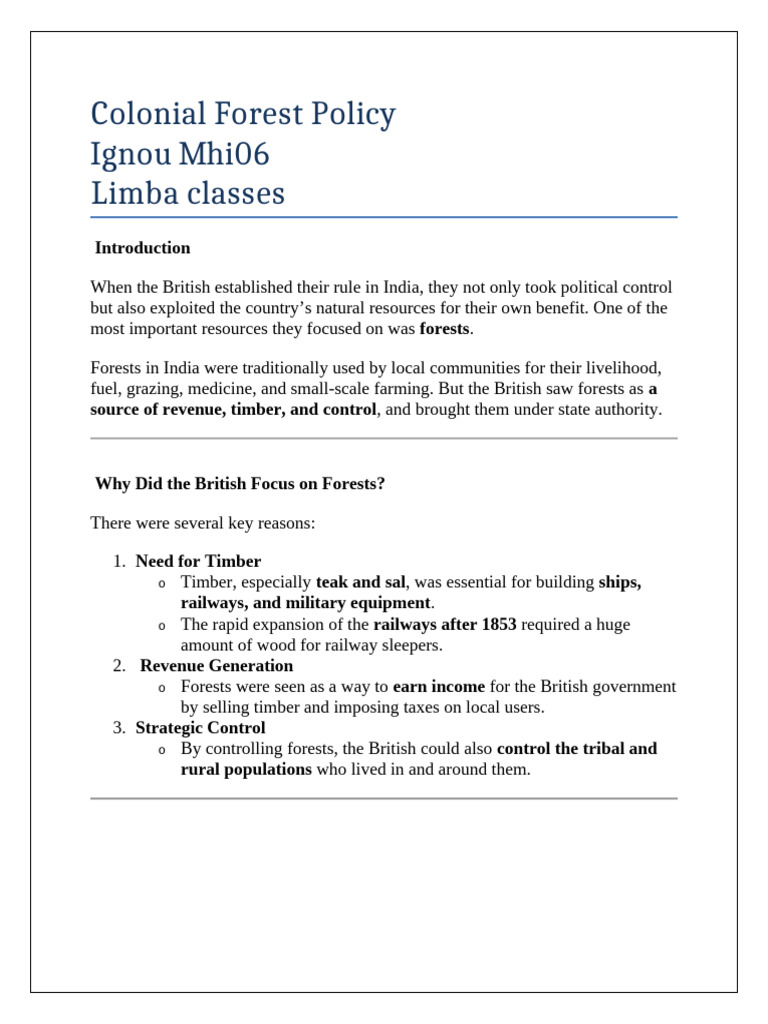 Colonial Forest Policy 6 | PDF | Forests | Agriculture