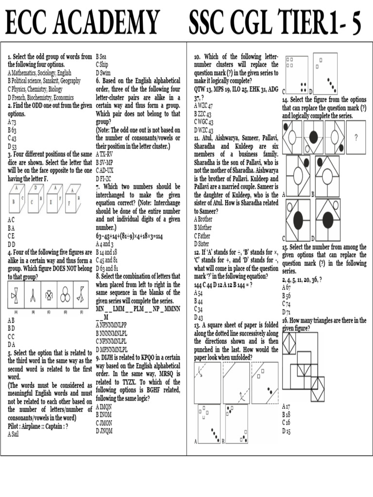 CGL5 Series Completion Questions | PDF | Area