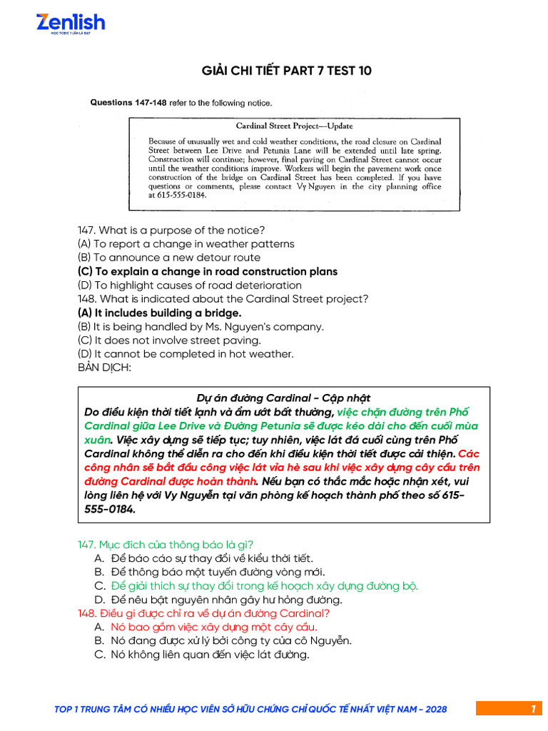 1.9. Giải Chi Tiết Part 7 Test 10 Rc | PDF