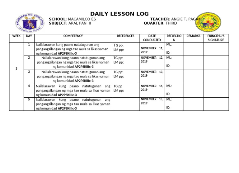 Daily Lesson Log Q3 Week 3 | PDF