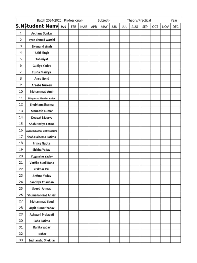 Student Monthly Attendance | PDF