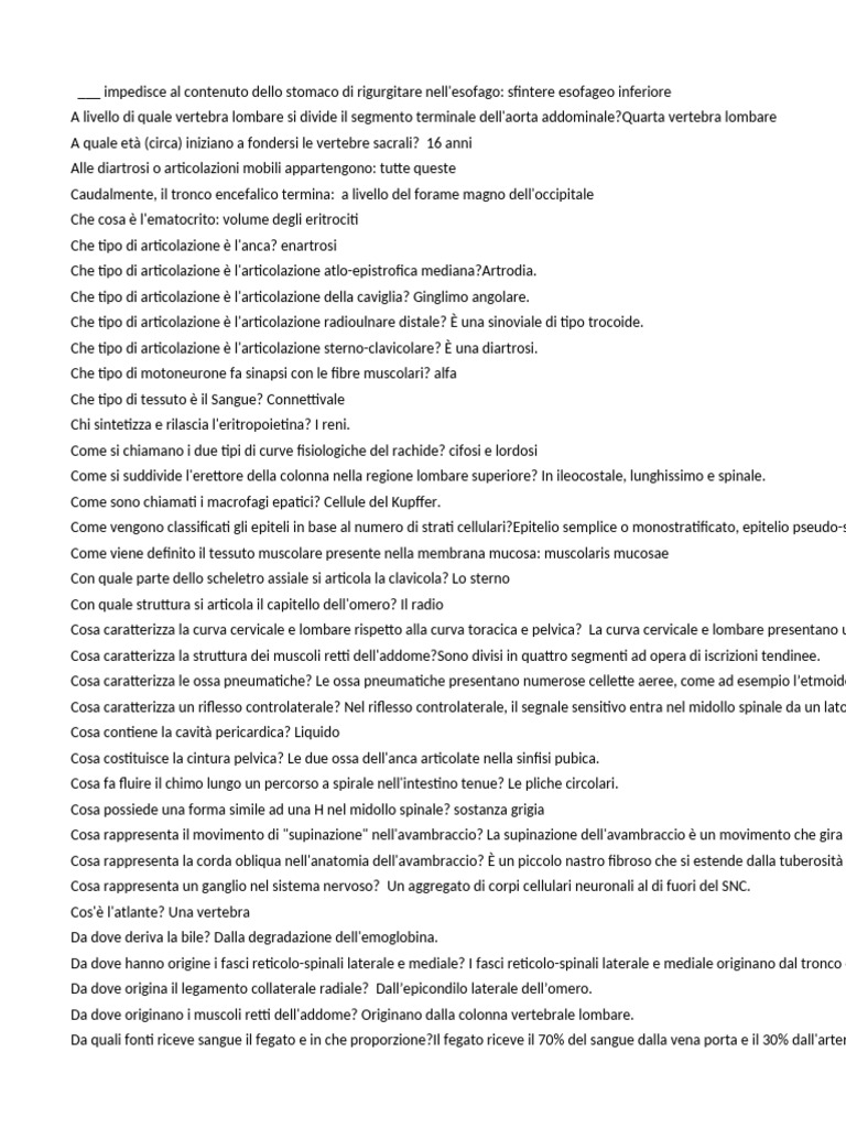 Anatomia Risposte Multiple | PDF
