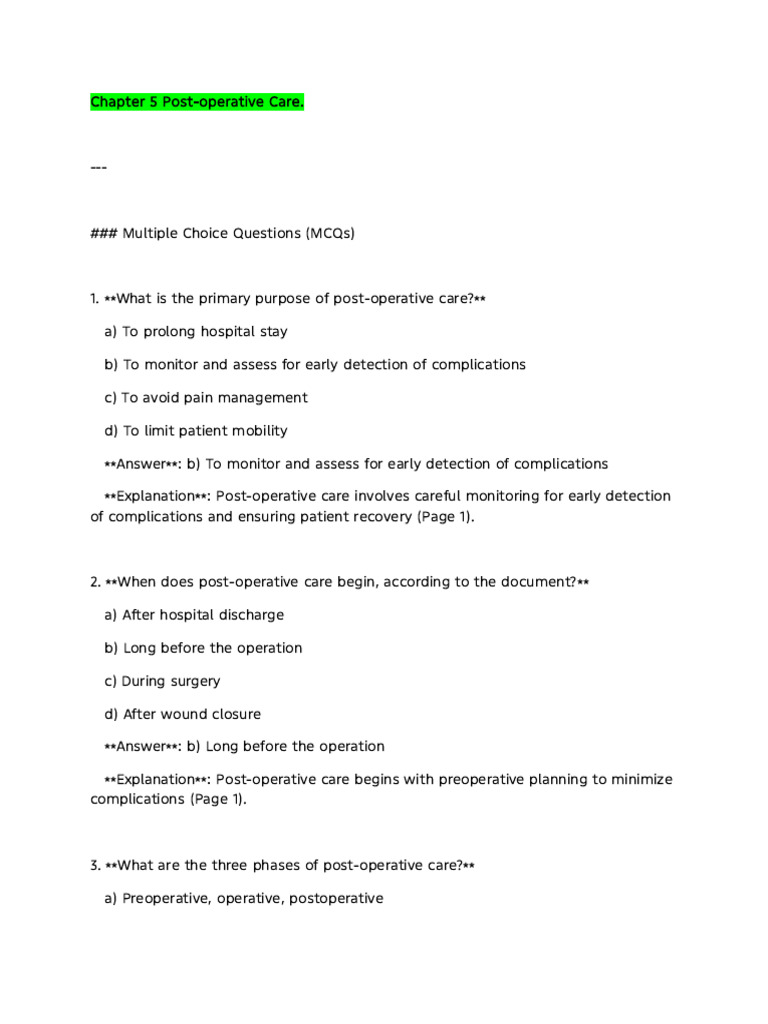 Post-Operative Care Guidelines | PDF | Anesthesia | Surgery
