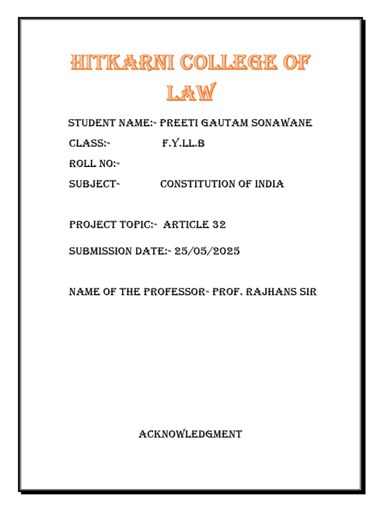 Article 32 of the Indian Constitution | PDF | Habeas Corpus | Supreme ...