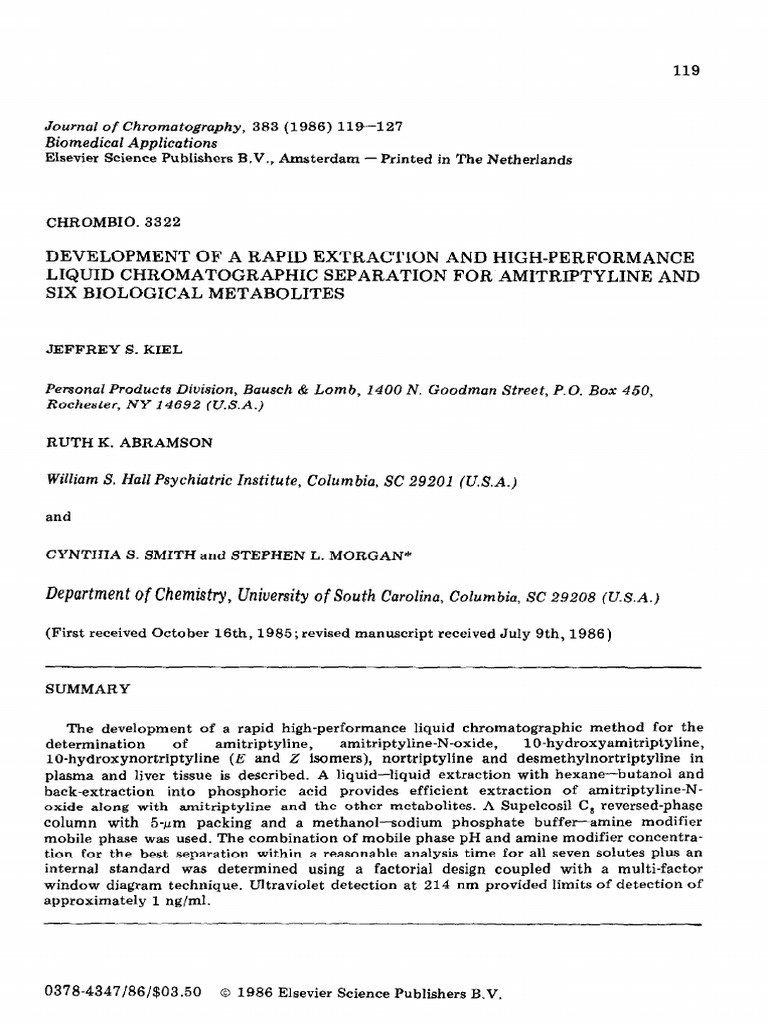 Rapid HPLC Method for Amitriptyline Analysis | PDF | High Performance ...