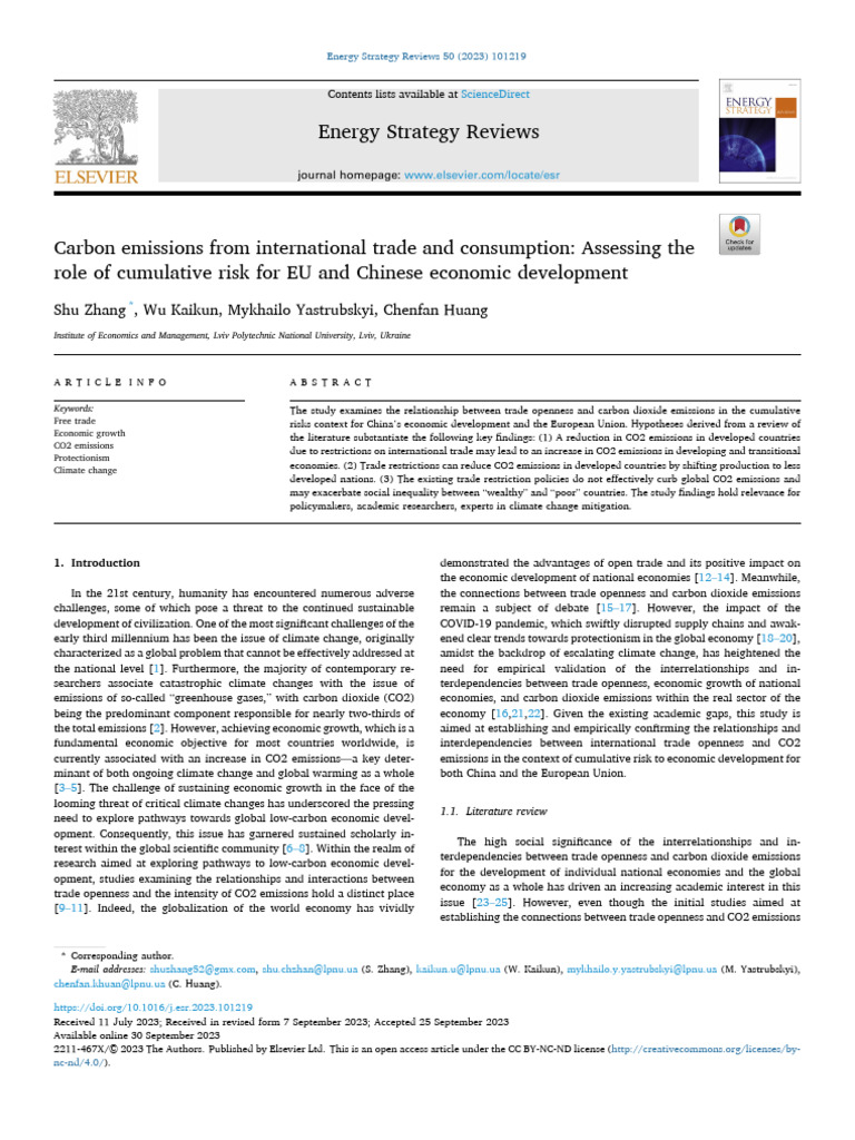 Trade, CO2 Emissions, and Economic Growth | PDF | Climate Change ...