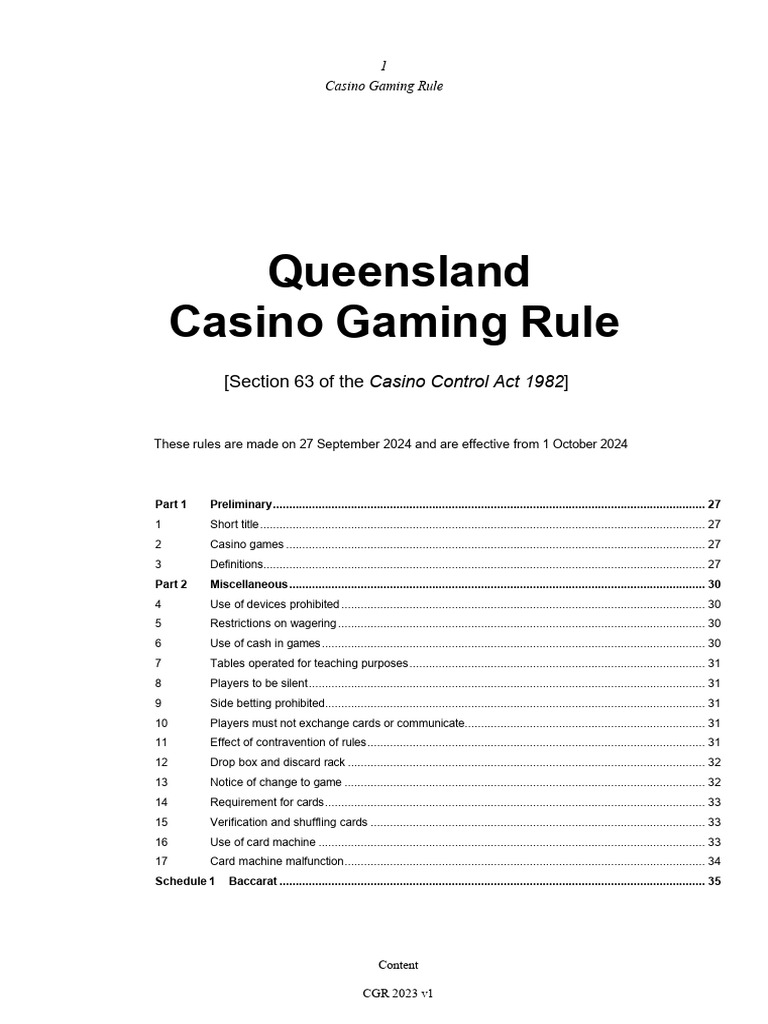 Queensland Casino Gaming Rules 2024 | PDF | Craps | Poker