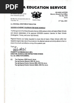 2025 2026 Academic Calendar For Basic Schools | PDF