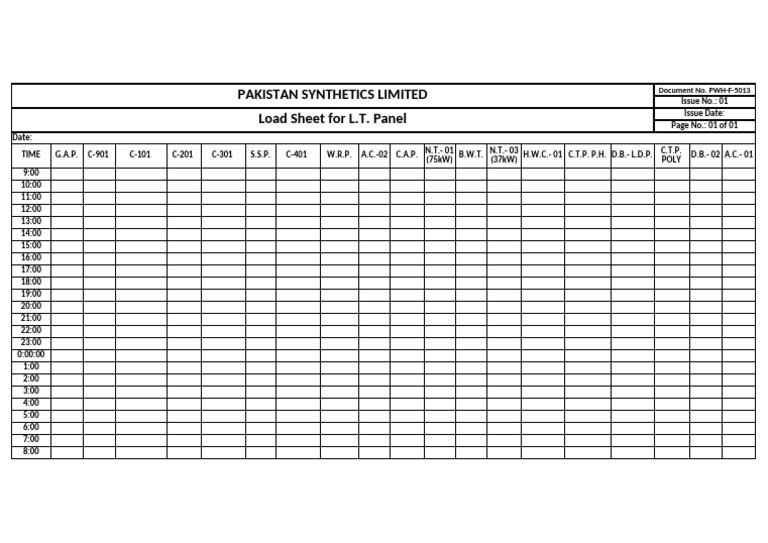 Load Sheet for Pakistan Synthetics | PDF