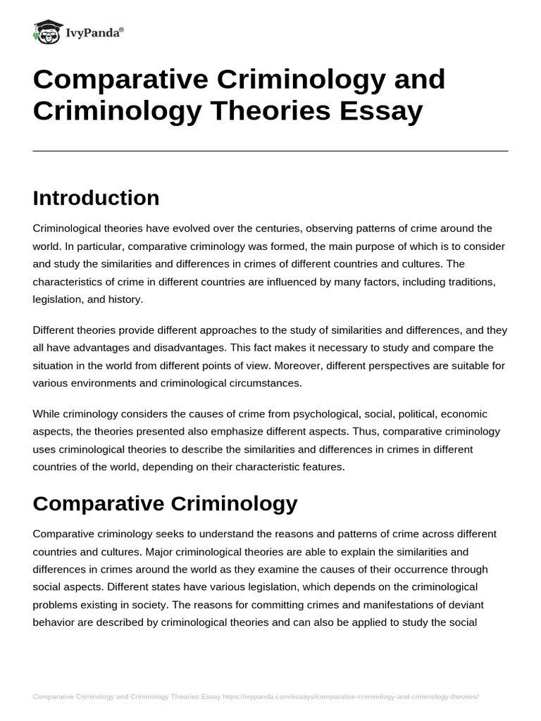 Comparative Criminology Theories Explained | PDF | Criminology | Crime ...