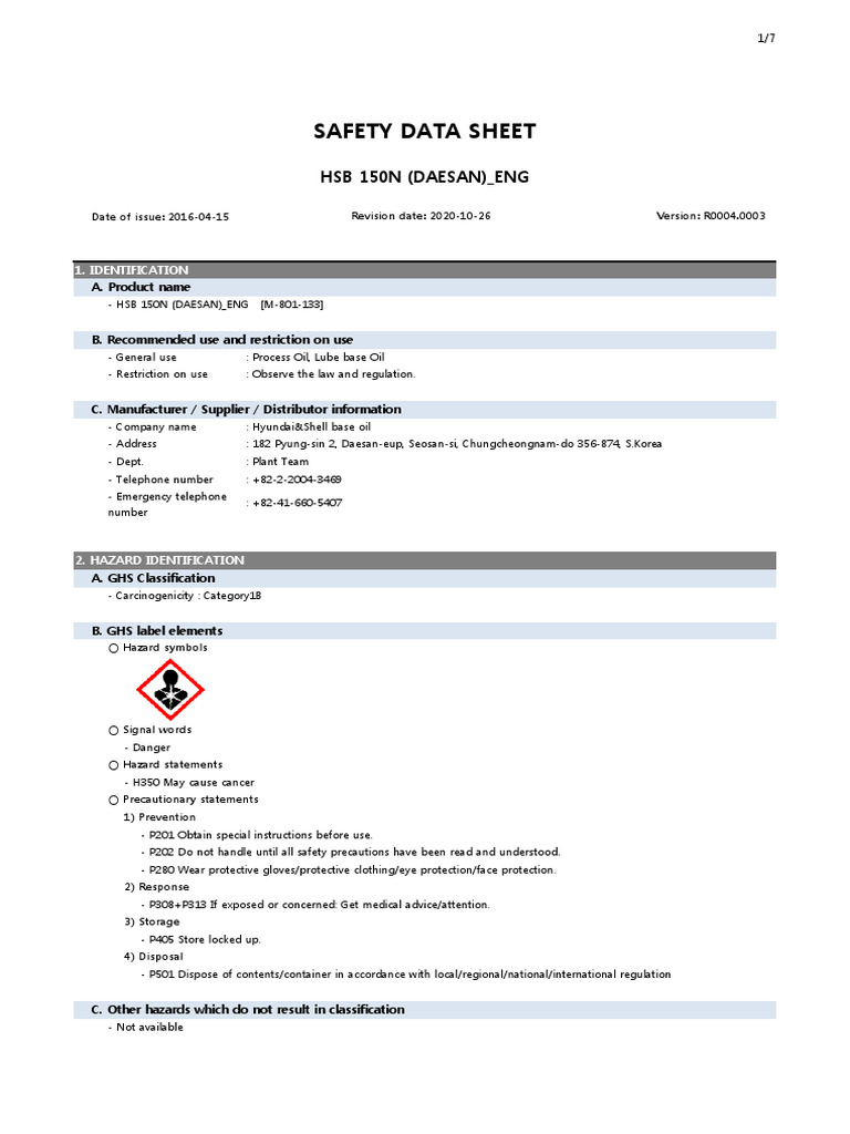 HSB 150N Safety Data Sheet | PDF | Waste | Waste Management