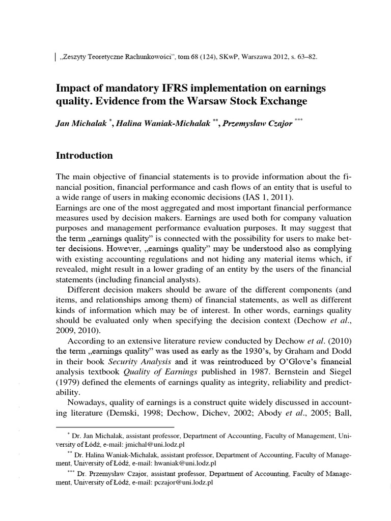 IFRS Impact on Earnings Quality in Poland | PDF | International ...