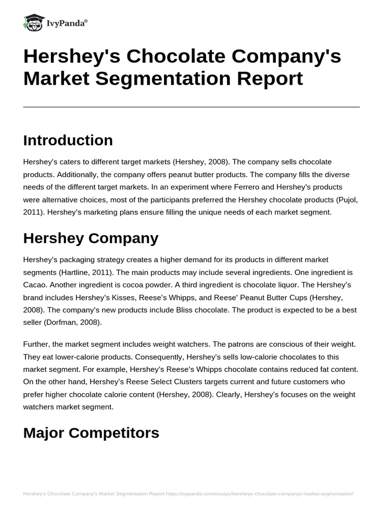 Hershey's Target Market Segmentation Analysis | PDF | Chocolate | Sugar ...