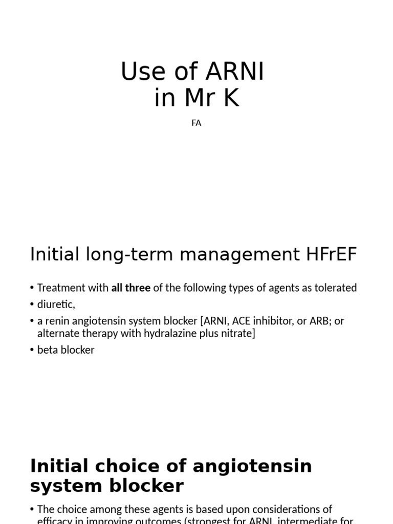 ARNI Guidelines for HFrEF Management | PDF