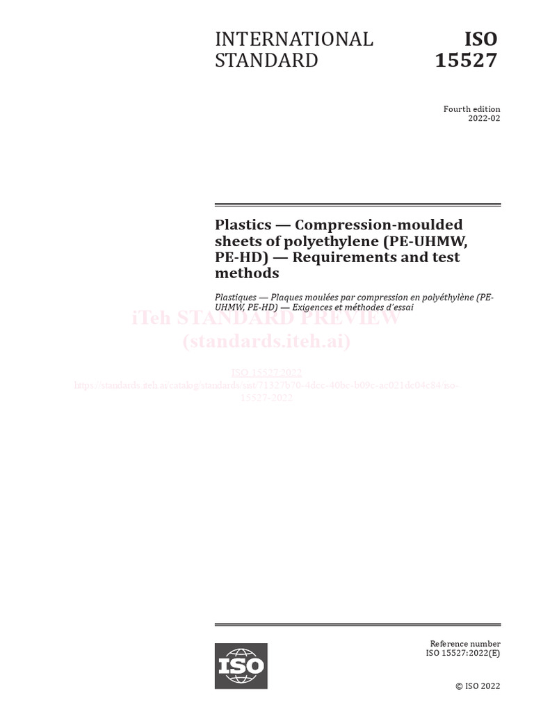 ISO 15527:2022 PE Compression Sheets Standards | PDF | International ...