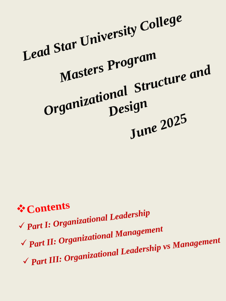 Organizational Structure & Leadership Guide | PDF | Leadership | Power ...