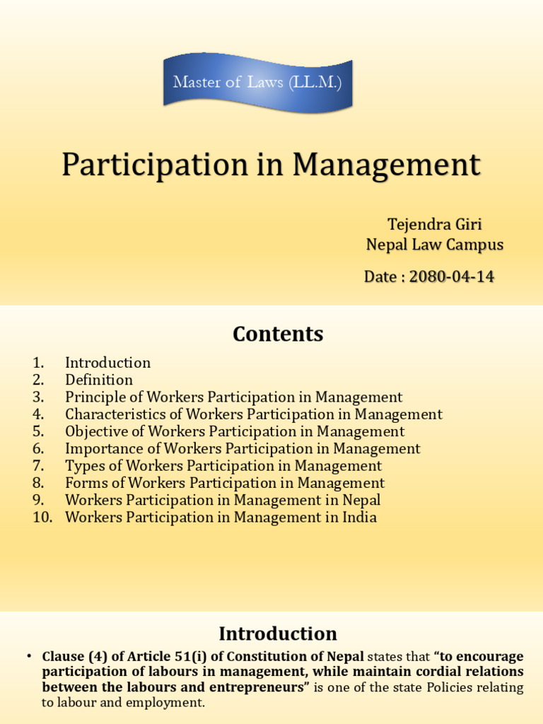 Workers' Participation in Management Overview | PDF | Collective ...