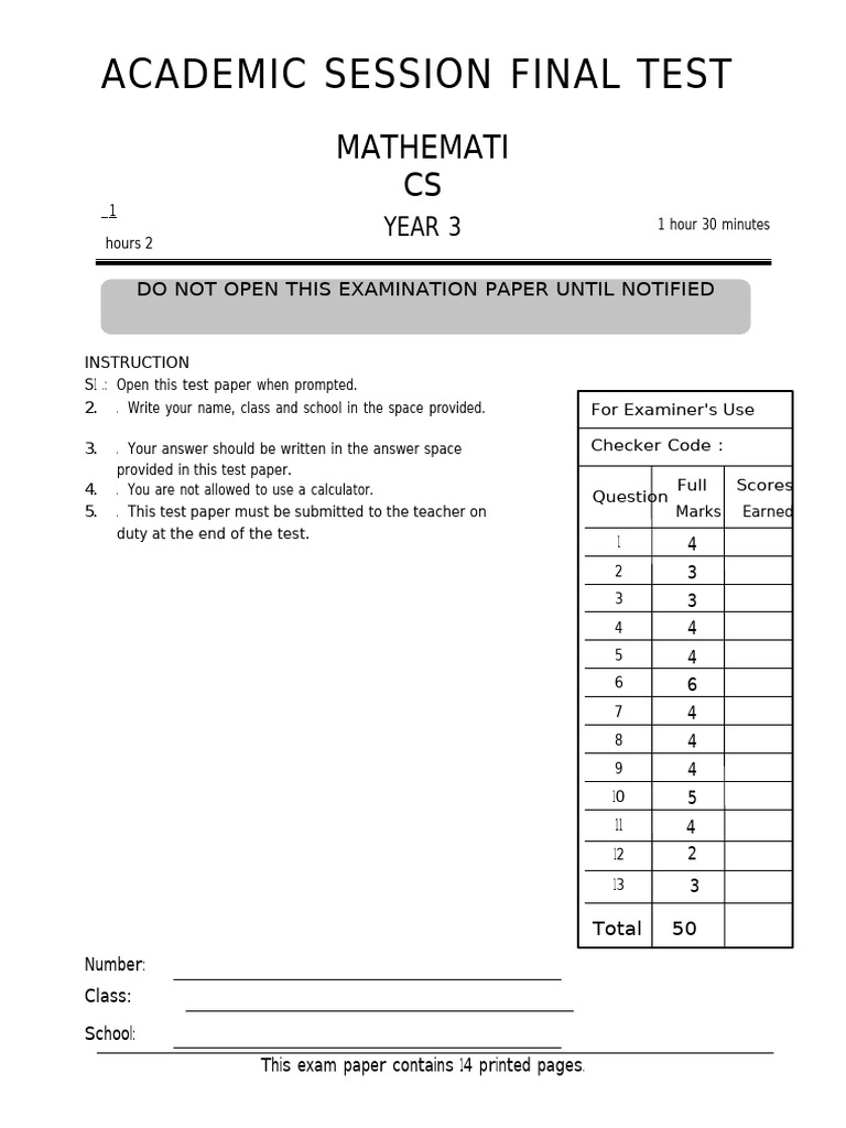 DLP Set 2 Year 3 Version 2024 | PDF | Mathematics