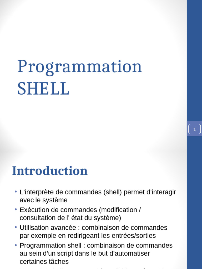 Guide complet de la programmation Shell | PDF | Structure de contrôle ...
