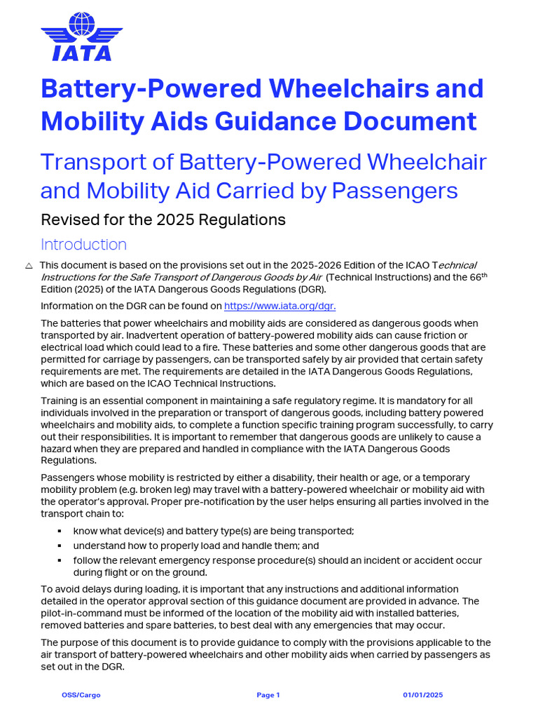 IATA Guidance for Battery Wheelchair Transport | PDF | Dangerous Goods ...