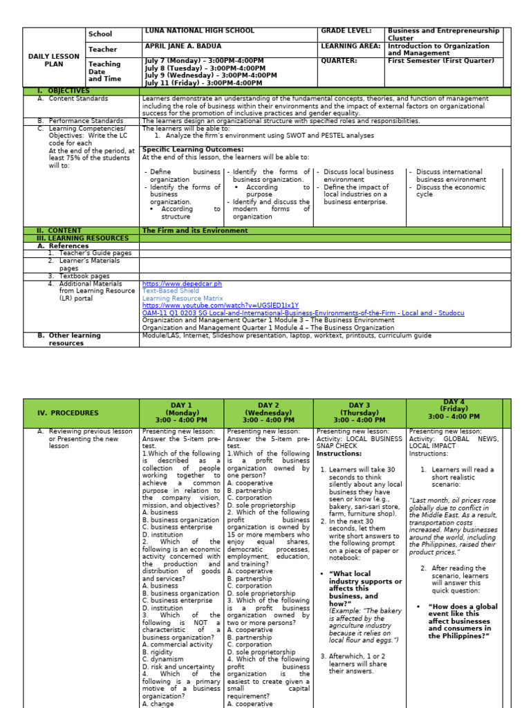 Business Organization and Environment Overview | PDF | Business ...