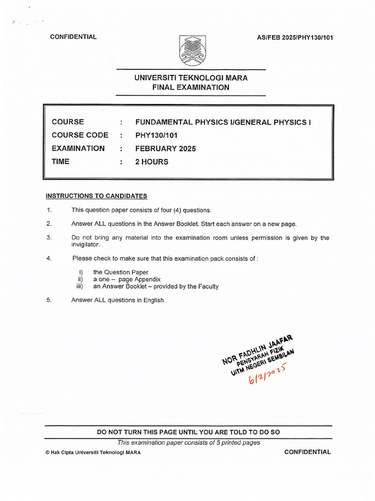 Kspa Phy130 Feb 2025 | PDF
