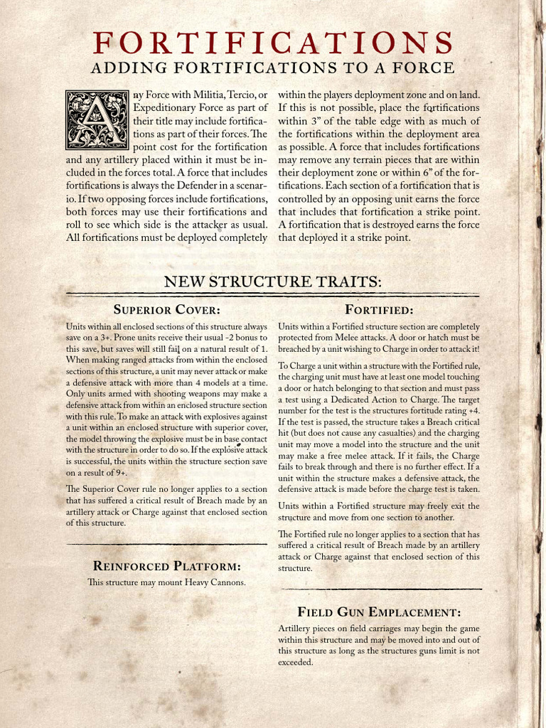 40K Fortification Rules Overview | PDF | Fortification | Artillery