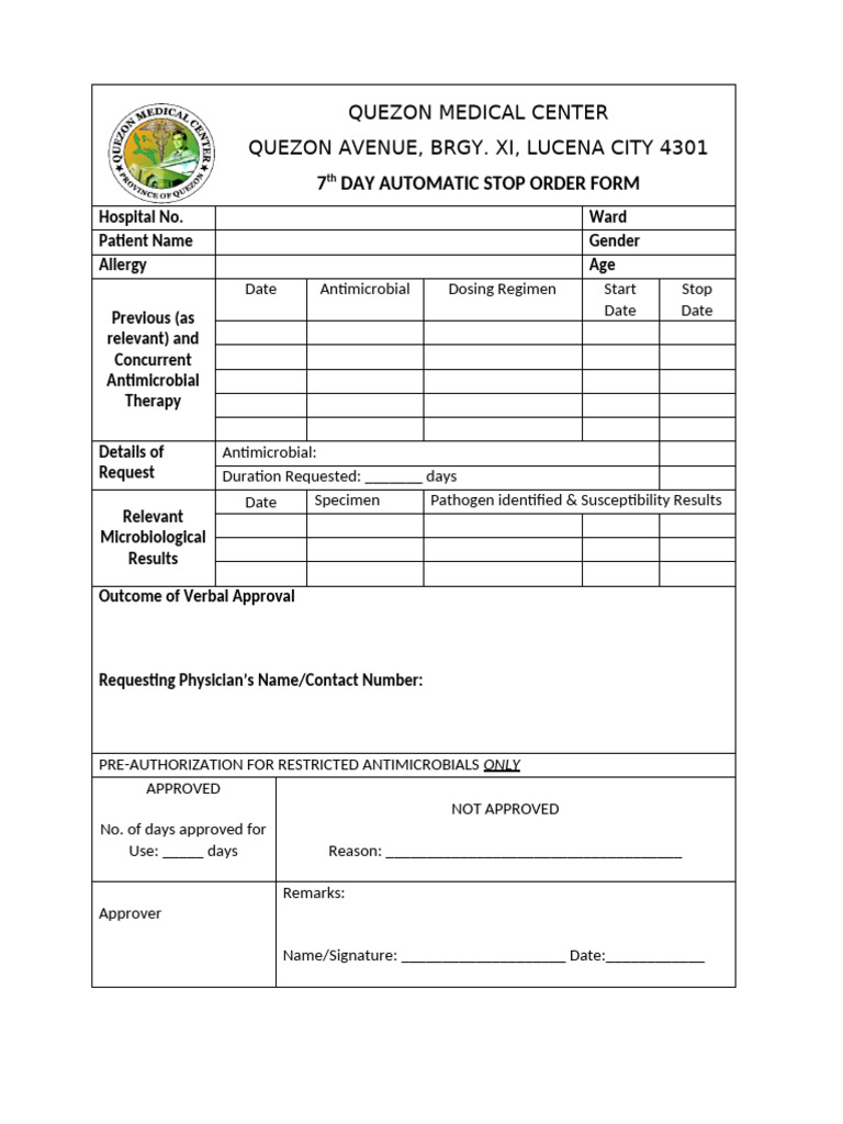 7th Day Automatic Stop Order Form | PDF