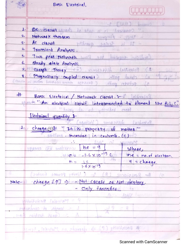 BEE - Handwritten Notes ? FOR BASICS | PDF