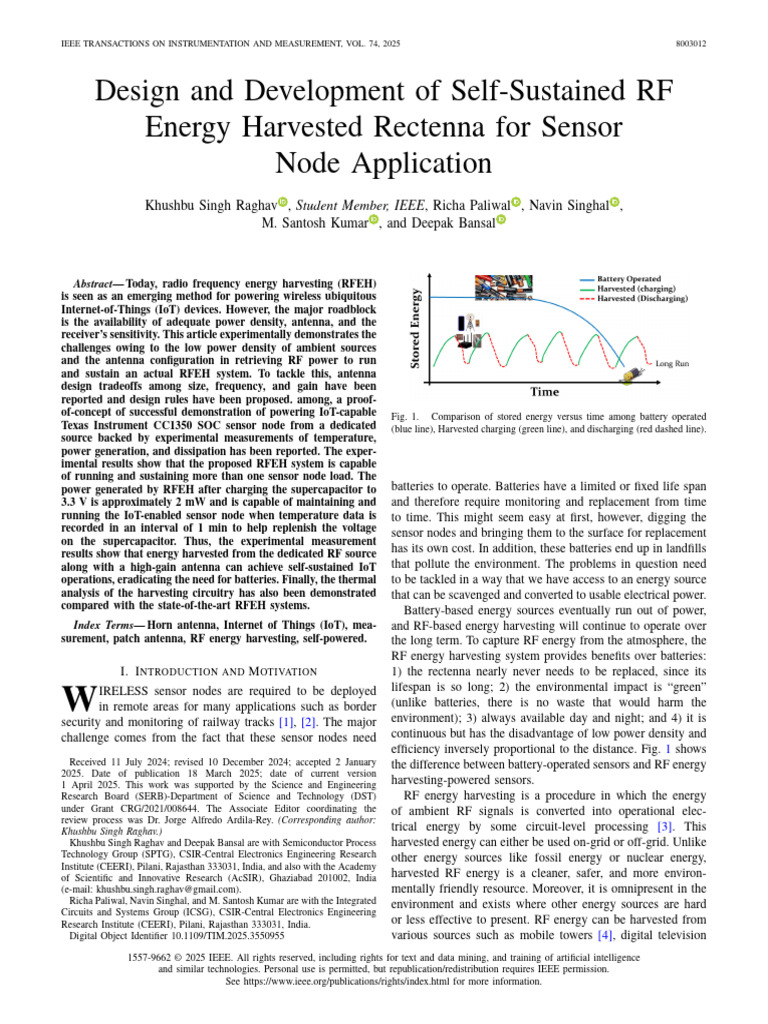 Self-Sustained RF Energy Harvesting Rectenna | PDF | Antenna (Radio ...