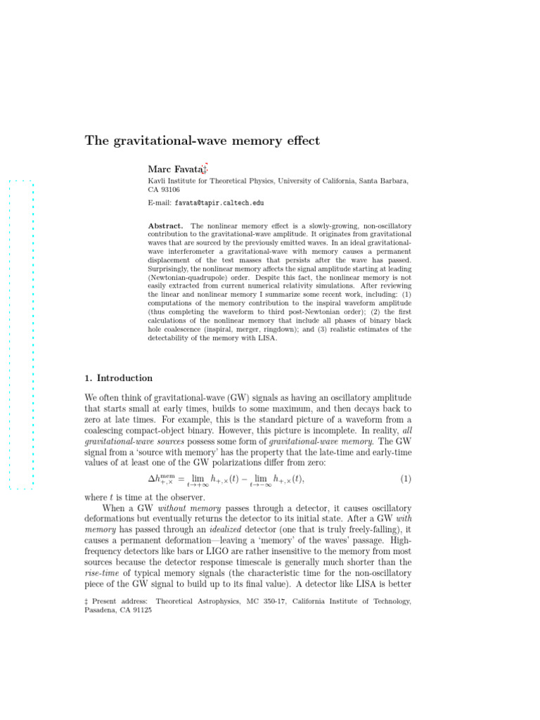 Gravitational-Wave Memory Effect | PDF | Gravitational Wave | Ligo