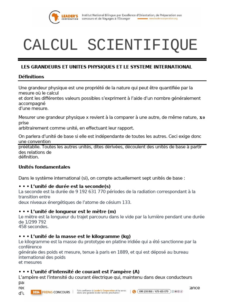 Grandeurs et unités du SI en physique | PDF | Champ (physique) | Champ ...