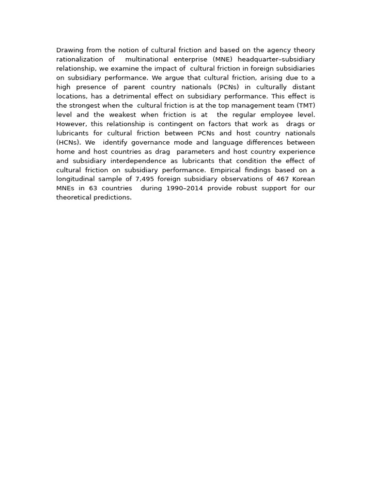 Drawing From The Notion of Cultural Friction and Based On The Agency ...