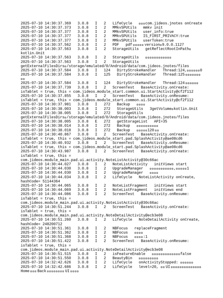 JNotes App Lifecycle Log Analysis | PDF | Backup | Computer Data