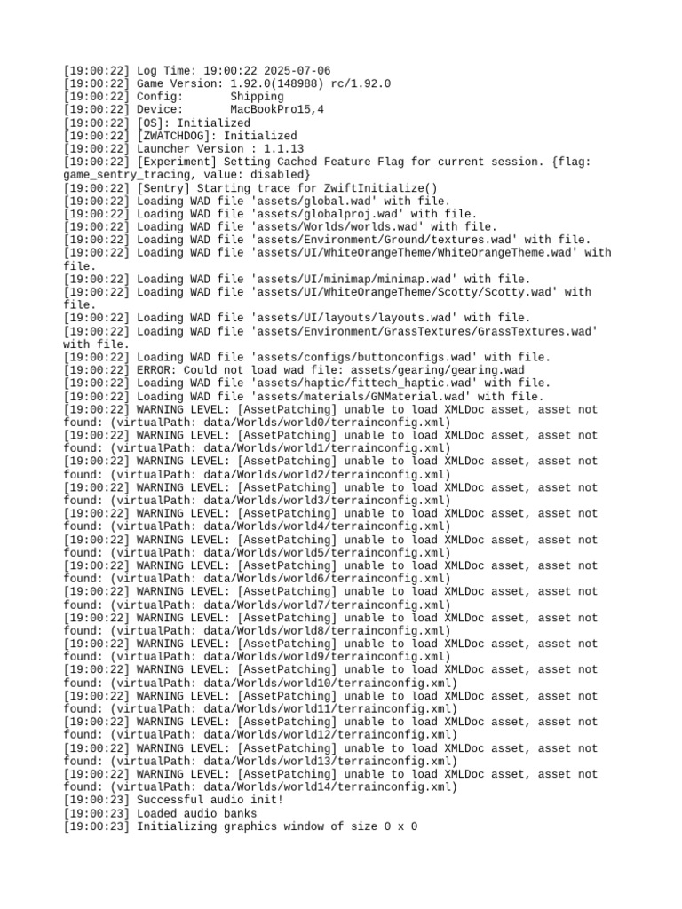 Zwift Game Initialization Log 2025 | PDF | Computing