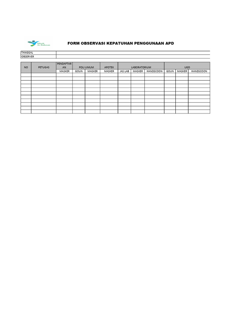 Form Observasi Kepatuhan APD | PDF