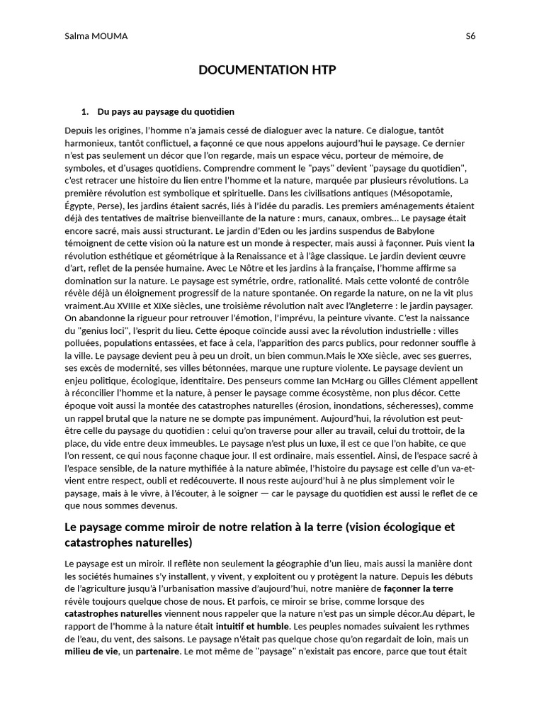 Évolution du paysage et lien humain-nature | PDF | Paysage | Jardins