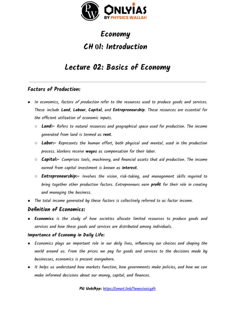 Basics of Economy and Production Factors | PDF | Economies | Economics