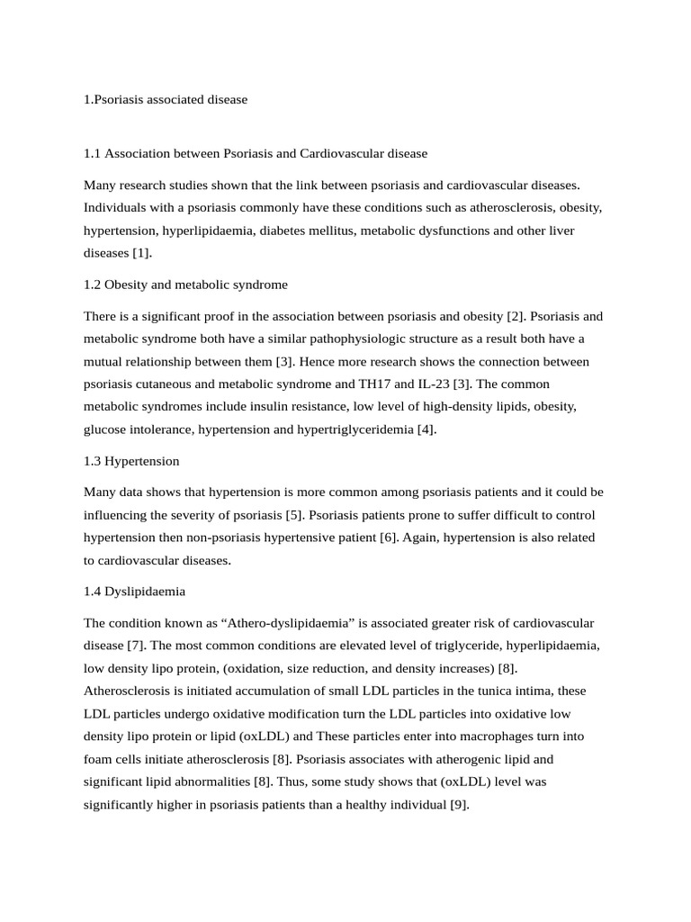 Cardiovascular Disease Association With Psoriasis | PDF | Metabolic ...
