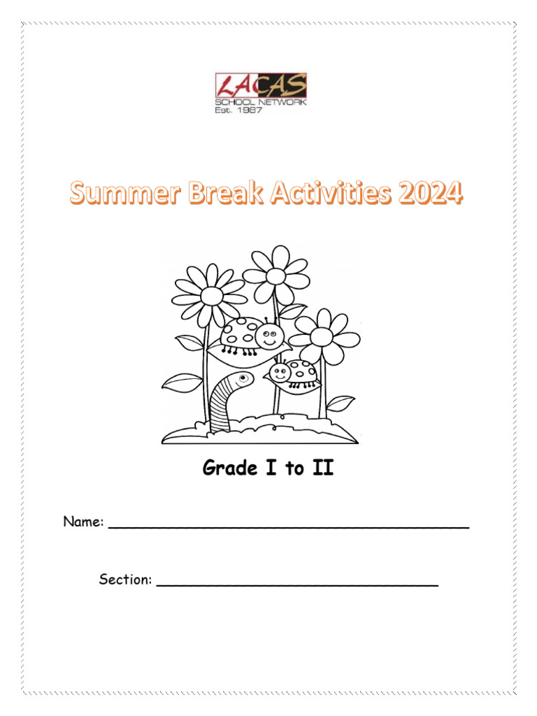 Summer Homework for Grade 1 to 2 Transition | PDF | Paper | Shape