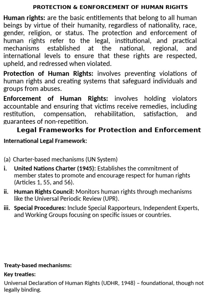 Human Rights Protection and Enforcement | PDF | Human Rights ...