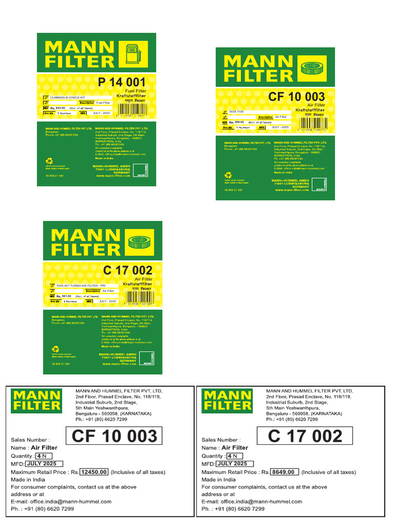 Mann Filter New Sticker-1 | PDF