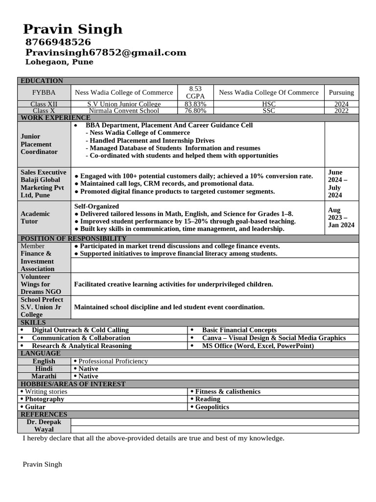 New Standard Format Resume-NWCC-1 | PDF | Learning