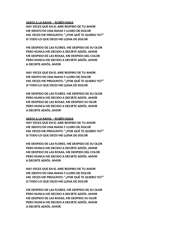 Adiós a la Rama - Rubén Rada | PDF