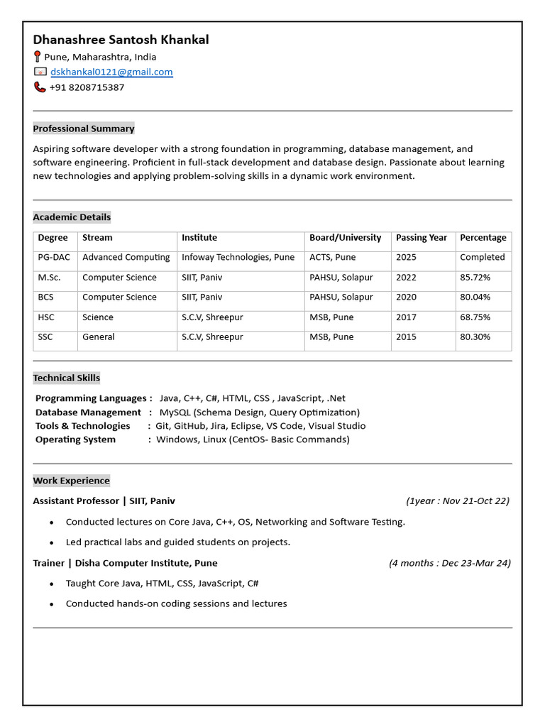 Software Developer Profile: SIIT Paniv | PDF | Databases | My Sql