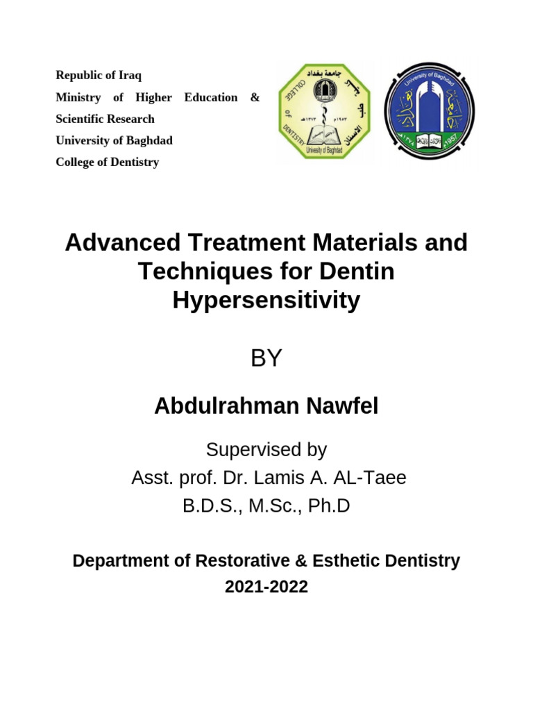 Dentin Hypersensitivity Treatment Techniques | PDF | Dentin