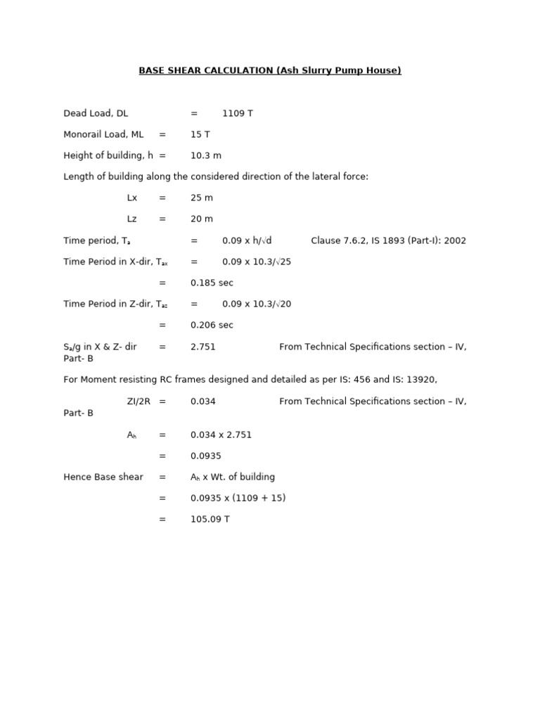 Base Shear Calculation | PDF