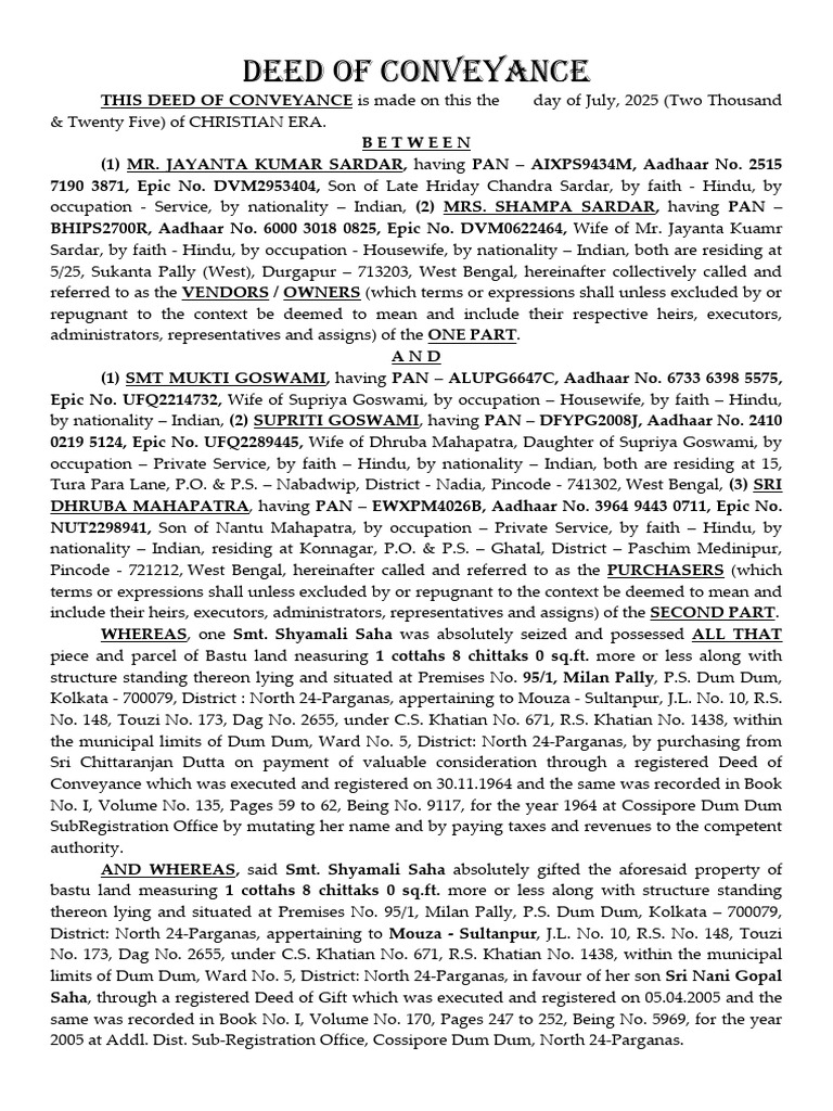 Proof of Conveyance for Property Transfer | PDF | Taxes | Easement