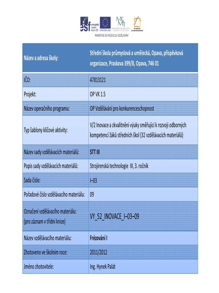 Vy 52 Inovace I-03-09 | PDF